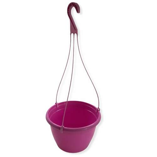 Rózsaszín függő virágcserép, akasztóval, 23 cm átmérőjű - Virágcserép