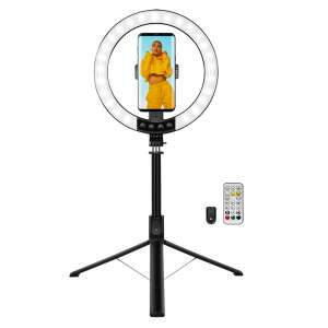 Logilink Inel de lumină pentru smartphone cu suport pentru selfie stick, cu blocare de la distanță, diametru 25 cm 93617349 Lumini LED rotunde și lămpi rotunde