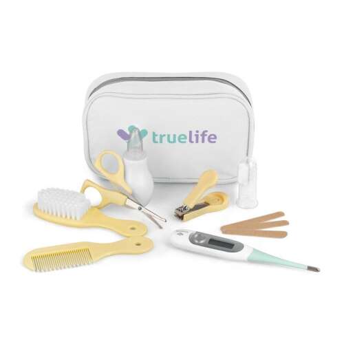 TrueLife BabyKit egészségügyi higiéniai kezdőszett, tartalmaz baba körömvágót, ollót, fésűt, kefét, hőmérőt, orrszívót és még sok mást