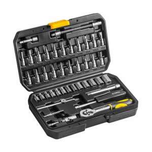 Set de chei cu clichet Topex de 46 piese 1/4 inch, cu biți pentru șurubelniță și prelungitoare - Unelte de mână