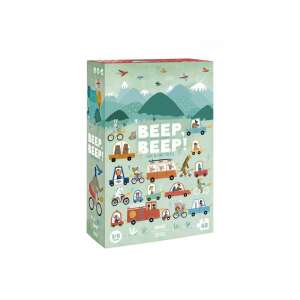 Londji Beep Beep! 48 piece Look & Find Puzzle, featuring cars, bikes, and animals - Baby Puzzle