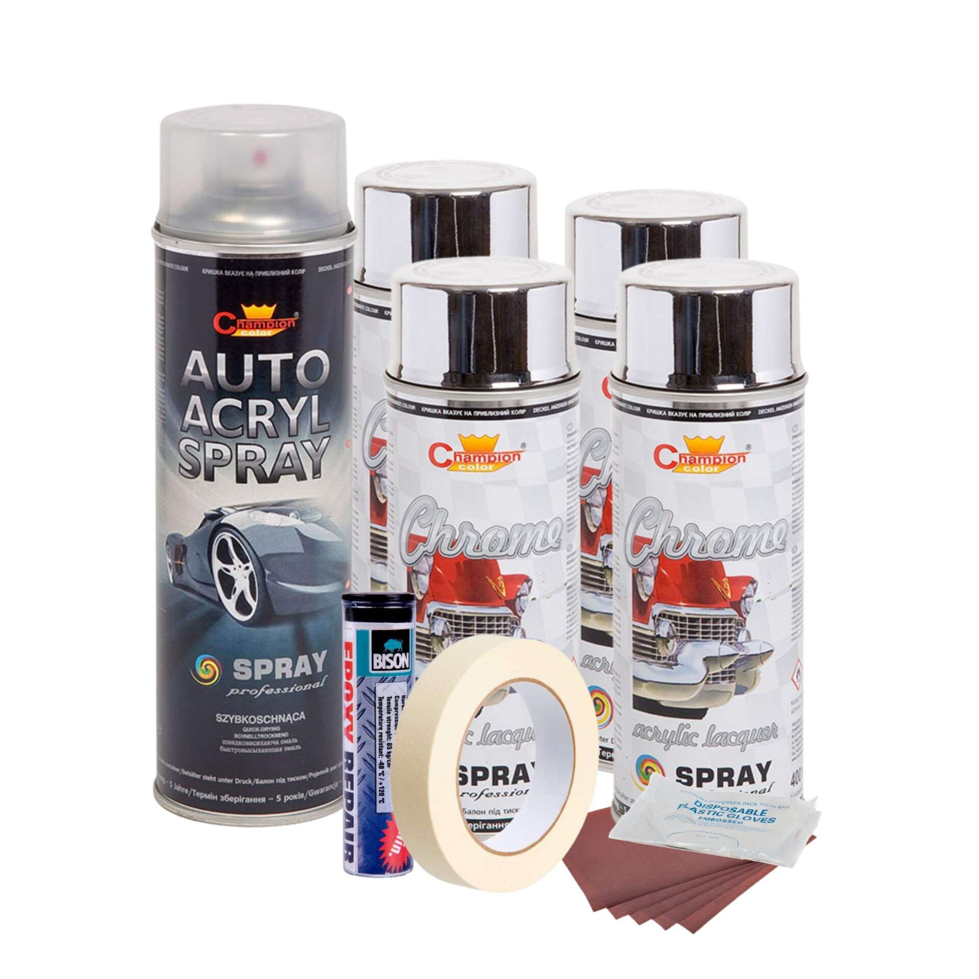 Complete Rim Repair and Painting Kit, Chrome Metallic V4