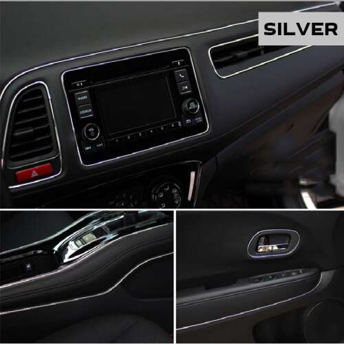 Banda decor interior crom TUNING, 5m, ARGINTIU 93625405