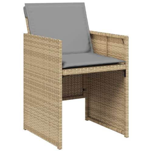 4 db Polyrattan Kerti Szék Szett - Bézs - Párnával