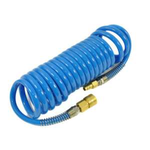 8x12 5m Polyurethane Blue Spiral Hose with Brass Quick Couplings 93633372 - Compressor Accessory