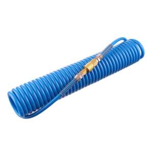 8x12 10m Polyurethane Blue Spiral Hose with Brass Quick Couplings 93633374 - Compressor Accessory