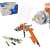 Auarita H-827 HVLP spray gun with 2.5mm nozzle, professional quality, for painting surfaces, comes with a 600ml container, cleaning brush, keys, filter, and packaging
