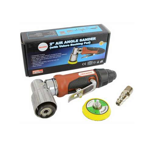 Technic 2 inch air angle sander with velcro backing pad, pneumatic sander for sanding and polishing, comes with sanding pad