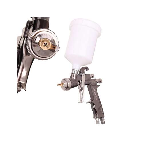 Auarita MP-500 LVLP spray gun with 1.4mm nozzle, 600ml cup, cleaning brush, keys, filter, and packaging