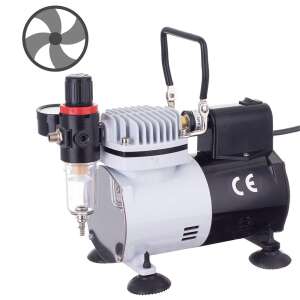 Airbrush compressor with fan, AF18-2 model, for airbrushing, modeling, and small painting projects - Compressor