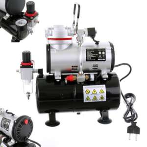 Airbrush compressor with tank, AS-189 model, 3L capacity, 6 bar pressure, with filter and regulator - Compressor