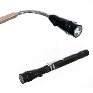 LED Telescopic Flashlight with Magnetic Tip, extended and retracted view - Lamp & Lighting