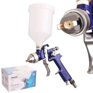 Auarita H-827 Blue 1.3mm HP Paint Spray Gun with Accessories - Paint Sprayer and System