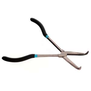 Long nose pliers with black and blue handles, angled jaws - Pliers