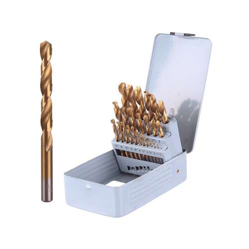Titán fém fúrószárak hss-tin 1-13mm 25el drill bit set, 25 pieces, sizes 1.0mm to 13.0mm, titanium coated, HSS steel