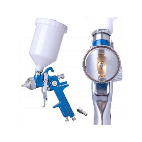 Technic HVLP spray gun with 1.7mm nozzle, professional quality, high volume low pressure, for painting cars, furniture, and other surfaces