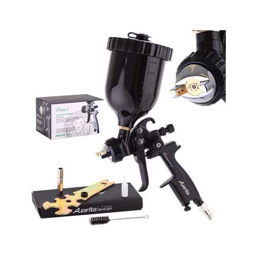 Auarita Lion 1 HVLP spray gun with 2.0mm nozzle, 600ml tank, air connector plug, filter key for tank
