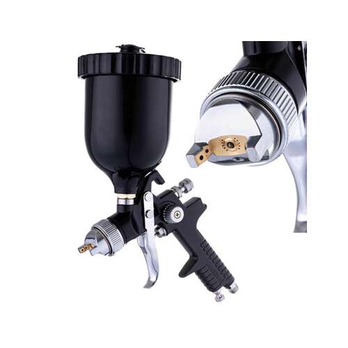 TECHNIC H-827P HVLP spray gun with 1.4mm nozzle, 600ml tank, cleaning brush, keys, filters, quick connector plug