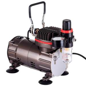 TC Technic AS802 Airbrush Compressor, 3L Tank, 23L/min, Oil-Free, Quiet, Professional Model - Compressor