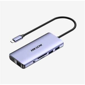 Hiksemi usb-c hub 1x4k hdmi +1xvga +1xlan + 1xsd + 1xtf + 2xusb 2.0 + 2xusb 3.0 + pd charge (hikvision) HS-HUB-DS11 94228493 Hub-uri USB