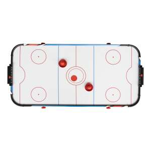 Léghoki asztal felülnézetből, a játéktér, a kapuk és a pontszámlálók láthatók - Léghoki asztal