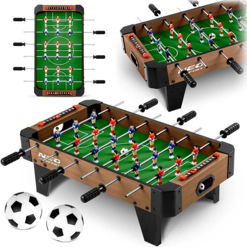 Neo-sport Mini Foosball Table with Scoreboard, angled view and top view