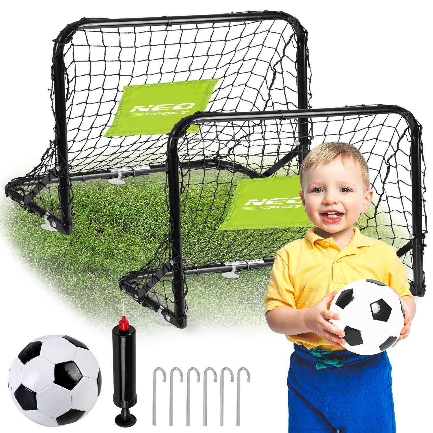 E-shop NeoSport 2ks Futbalová bránka 60x45x25cm - čierna, biela