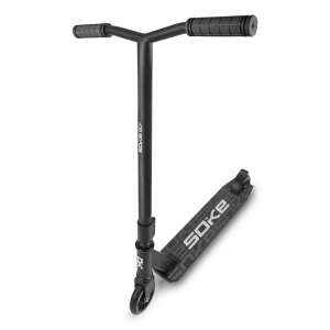 Soke Go! Performance scooter with black deck, black handlebars, and black wheels - Scootering