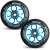 Zwei blaue Soke 110 mm Scooter-Räder mit schwarzen Reifen und ABEC-9-Lagern