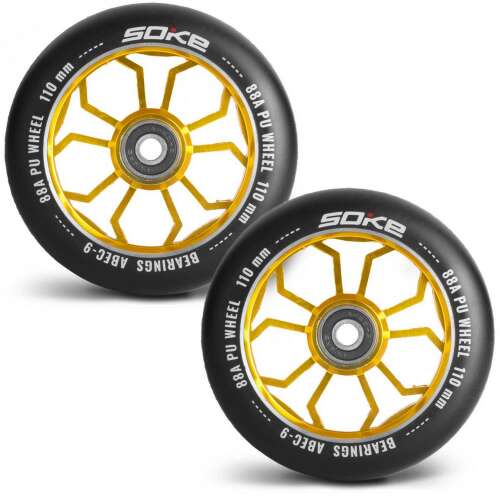 Soke 110 mm arany robogó kerekek, 2 db, ABEC 9 csapágyak, 88A PU