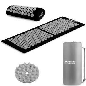 NeoSport nagyméretű Akupresszúrás matrac párnával és tárolózsákkal - Fekete, Szürke