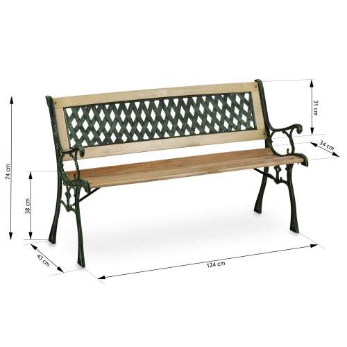 Záhradná lavica s operadlom 124 x 74 x 43 cm pohovka kreslo fusio