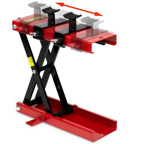Motorcycle lift, red and black, adjustable height, 500kg capacity