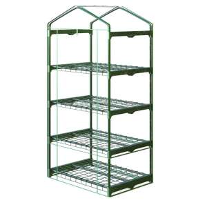 Plonos Üvegházi polc 70x50x160cm, zöld, 4 polc, fém váz, átlátszó PVC borítás - Kert