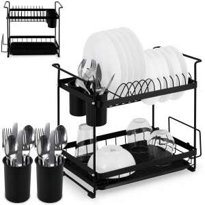 Massido MS-602 Two-Tier Dish Drying Rack Black