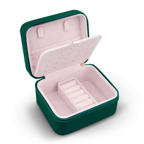 Zöld ékszerdoboz gyűrűk, fülbevalók és nyakláncok tárolására