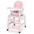 Ricokids Sinco 5-in-1 pink high chair with table, front view