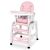 Ricokids Sinco 5-in-1 Pink High Chair with Table, angled front view