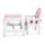 Ricokids Sinco 5-in-1 pink high chair with table