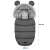 Ricokids dark gray baby stroller sleeping bag with fur hood and ears, size info