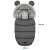 Ricokids dark gray baby stroller sleeping bag with fur hood and ears, size info