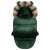 Sac de dormitor Ricokids pentru cărucior, culoare verde, cu glugă de blană, deschis