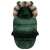 Sac de dormitor Ricokids pentru cărucior, culoare verde, cu glugă de blană, deschis
