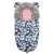 Ricokids stroller sleeping bag with flamingo print, blue color, showing the full length and the hood