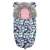 Ricokids stroller sleeping bag with flamingo print, blue color, showing the full length and the hood