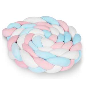 Ricokids braided crib bumper, blue, pink, and white - Home Textile