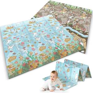 Nukido Foldable Play Mat: Double-Sided Ocean and Land Design - Babies & Toddler