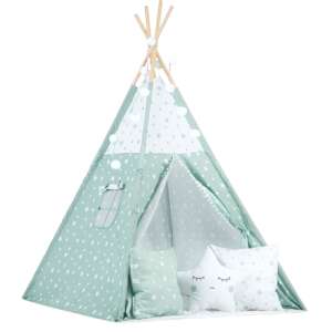 Индийска палатка Nukido със светлинна верига и аксесоари - Star - Mint 108792704 - Бебе & Малко дете