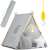 Nukido graues Kinder-Tipi-Zelt mit Licht, Kissen und Matte, inklusive Tragetasche