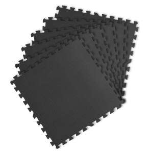 Black foam puzzle mat for fitness, 6 pieces, 180 x 120 cm - Yoga & Pilate